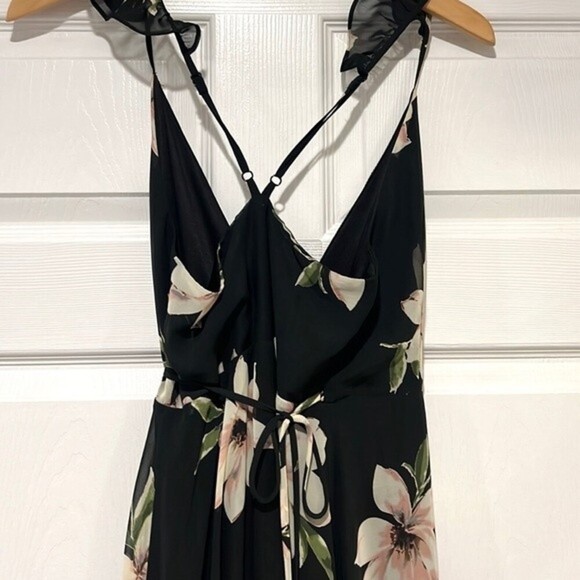 Lulus All mine black floral print high-low wrap dress size small - Picture 9 of 16